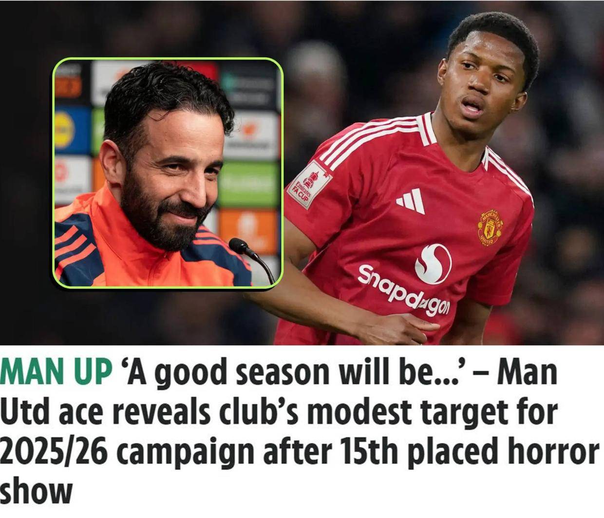 迪亚洛：曼联新赛季目标是打入英超前五 祝拉什福德好运